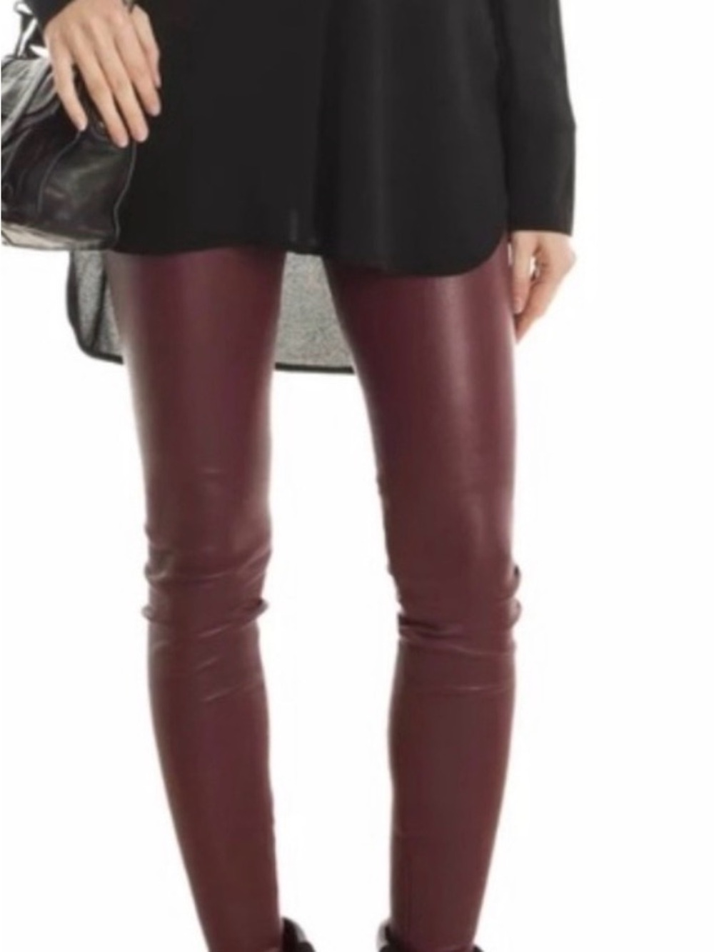 Vince 100% Lambskin Leather Skinny Pants in Bordeaux